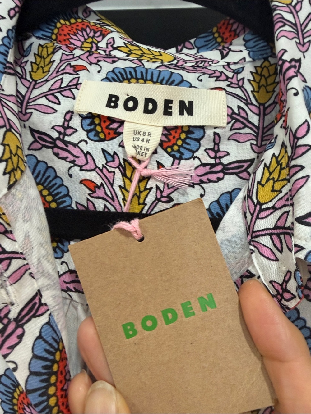 Boden Woman’s  Printed Long Sleeve Dress, NWT 100% Cotton - Picture 2 of 4